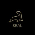 Seals sea lion animal line gold logo icon design vector illustration Royalty Free Stock Photo