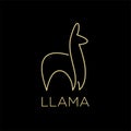 Llama animal line gold logo icon design vector illustration