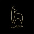 Llama animal line gold logo icon design vector illustration