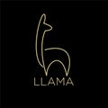 Llama animal line gold logo icon design vector illustration