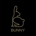 Bunny line gold logo icon designs vector illustration Royalty Free Stock Photo