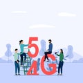 5G network wireless system wifi connection, high-speed mobile Internet. using modern digital devices, business concept vecto Royalty Free Stock Photo