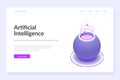 Artificial intelligence web page template. Futuristic concept of a modern computer or assistant. Design landing page.
