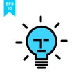 Light bulb logo with human face blue icon design vector illustration Royalty Free Stock Photo