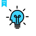 Light bulb logo with human head blue icon design vector illustration Royalty Free Stock Photo