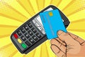 Pop art POS terminal, Payment Machine with credit card