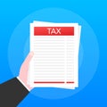 Taxation icon isolated. A simplified tax form. Unfilled, minimalistic form of the document. Vector illustration.