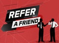 Refer a friend word concept vector illustration with character silhouette man people talking. landing page, template, ui, web, mob Royalty Free Stock Photo