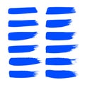 Collection vector blue ink paint brush stroke set Hand drawn grunge decorative brush strokes design element collection isolated Un Royalty Free Stock Photo