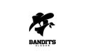 Bandits sheriff cowboy head face simple luxury logo icon design vector isolated background