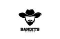 Beard Bandits sheriff cowboy head face simple luxury logo icon design vector isolated background Royalty Free Stock Photo