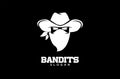 Bandits sheriff cowboy head face simple luxury logo icon design vector isolated background