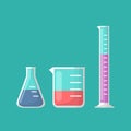 Chemical laboratory equipment, Erlenmeyer flask, beaker and test tube vector Royalty Free Stock Photo