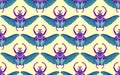 Seamless pattern with goliath beetle. Vector Royalty Free Stock Photo