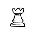 Chess castle doodle icon vector hand drawing
