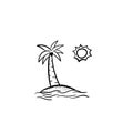 Tropical island doodle icon vector