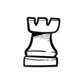 Chess castle doodle icon vector hand drawing