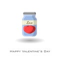 Hearts in Jar with love label to celebrate Valentine