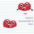MobileRed Heart cartoon hang with the line of paper page in white background