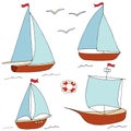 Set of small ships for marine design