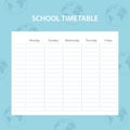 School timetable card with world map theme Royalty Free Stock Photo