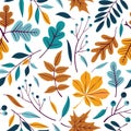 Falling autumn leaves seamless pattern Royalty Free Stock Photo