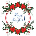 New Year card with poinsetia for congratulations