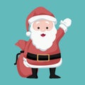 Christmas card Santa Claus waving joyfully with his bag of gifts Royalty Free Stock Photo
