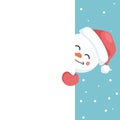 Christmas card for dedication of happy snowman peeping out Royalty Free Stock Photo