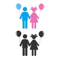 Set of silhouettes of children with balloons on a white background Royalty Free Stock Photo