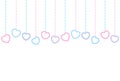 Horizontal pattern of blue and pink hearts and beads Royalty Free Stock Photo