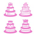Set of decorative wedding cakes