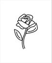 Rose line icon,rose with leaf,vector best illustration design line icon. Royalty Free Stock Photo