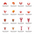 Set of seafood lobster logo design vector Royalty Free Stock Photo