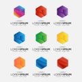 Set of Abstract business technology hexagon logo design element vector Royalty Free Stock Photo