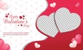 Picture Frame. Happy Valentine`s Day Template with cut out for Image. Valentine Greeting Banner. Couple greeting card with love sh Royalty Free Stock Photo