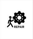 Repair flat deign icon,cogwheel with man icon,best illustration design icon.