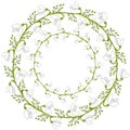 Set of two wreaths of flowers of snowdrops