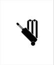 Cricket flat design icon,stump with ball and bat flat design icon. Royalty Free Stock Photo