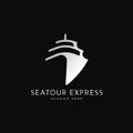 Elegant luxury silver cruise ship logo template Royalty Free Stock Photo
