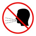 Illustration of Stop flu sign. Coughing man in prohibition circle. Warning, forbidden, danger and protection