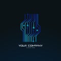 Futuristic abstract tech circuit board logo template Royalty Free Stock Photo