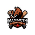 Mammoth head mascot logo for the Cricket team logo. vector illustration.