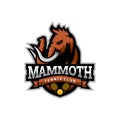 Mammoth head mascot logo for the Tennis team logo. vector illustration.