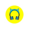 Headphone headset with ear cat minimalist icon