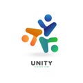 Cute colorful smooth gradient trio unity, people, social logo vector template Royalty Free Stock Photo