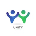 Colorful smooth gradient group couple unity, people, social logo vector template