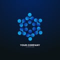 3d abstract connected dot molecule, puzzle, social logo template