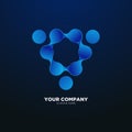 3d abstract symmetrical connected dot molecule , social logo template vector