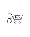 Shopping line icon,shopping with click line icon. Royalty Free Stock Photo